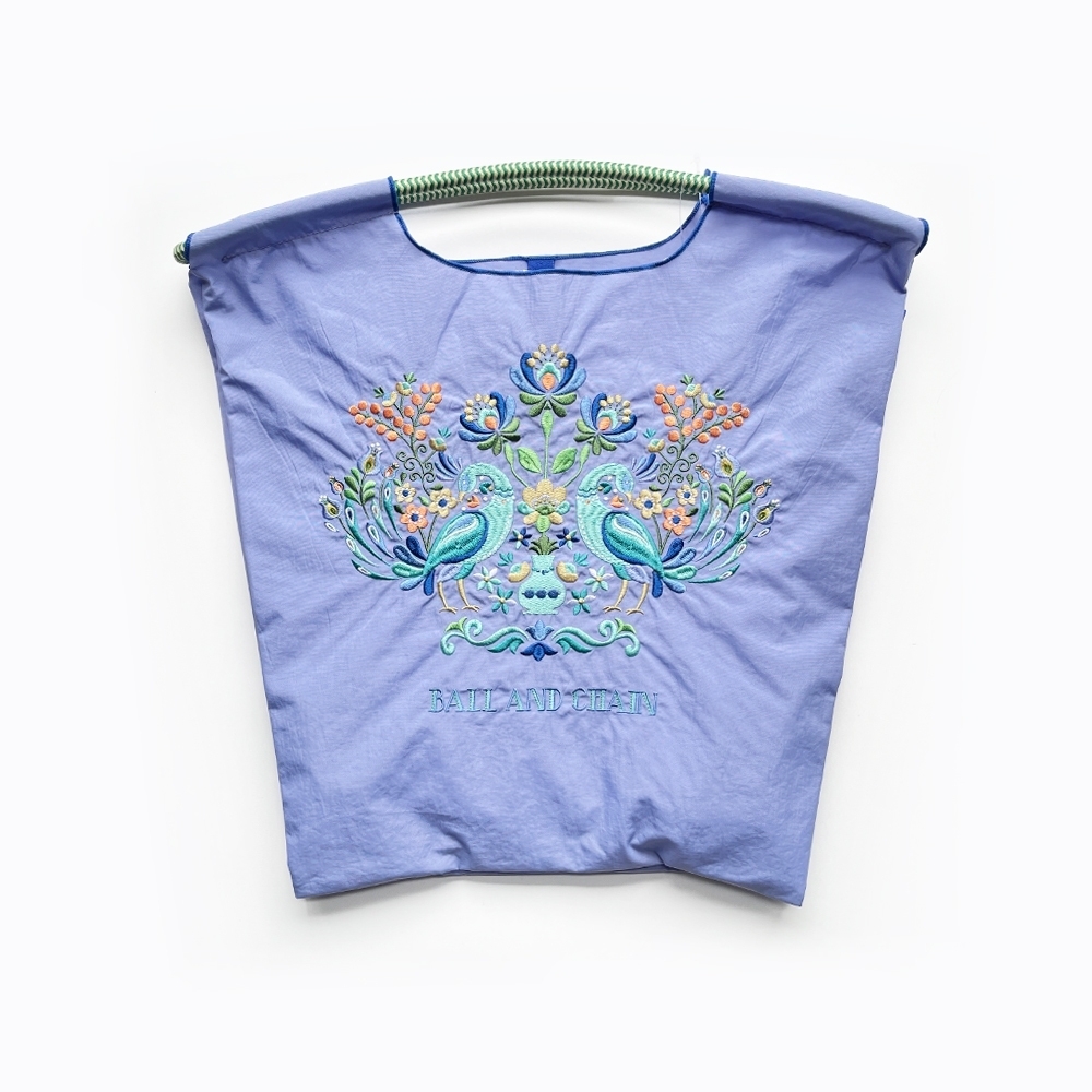 Ball＆Chain 刺繡環保購物袋 M號 - 紫 (30103626)