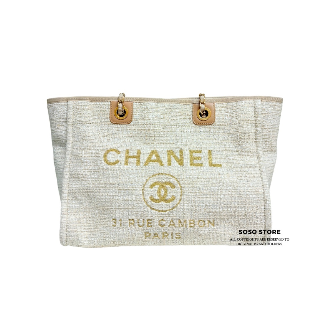 Chanel Deauville Tote Bag - Beige / Ghw