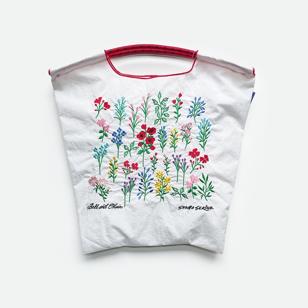Ball＆Chain 刺繡環保購物袋 M號 - 白 (32300204)