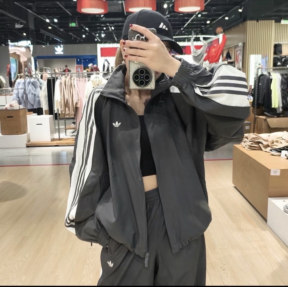 Adidas Jacket 風衣 外套 灰色 側拉鍊 OverSize 女款 JY8879