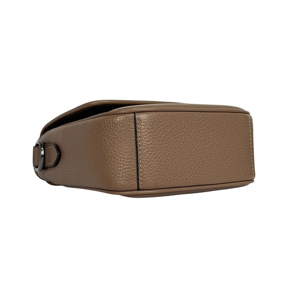 【COACH】Lucas 荔枝皮革翻蓋迷你斜背包(深石色)CO914 QBCBD