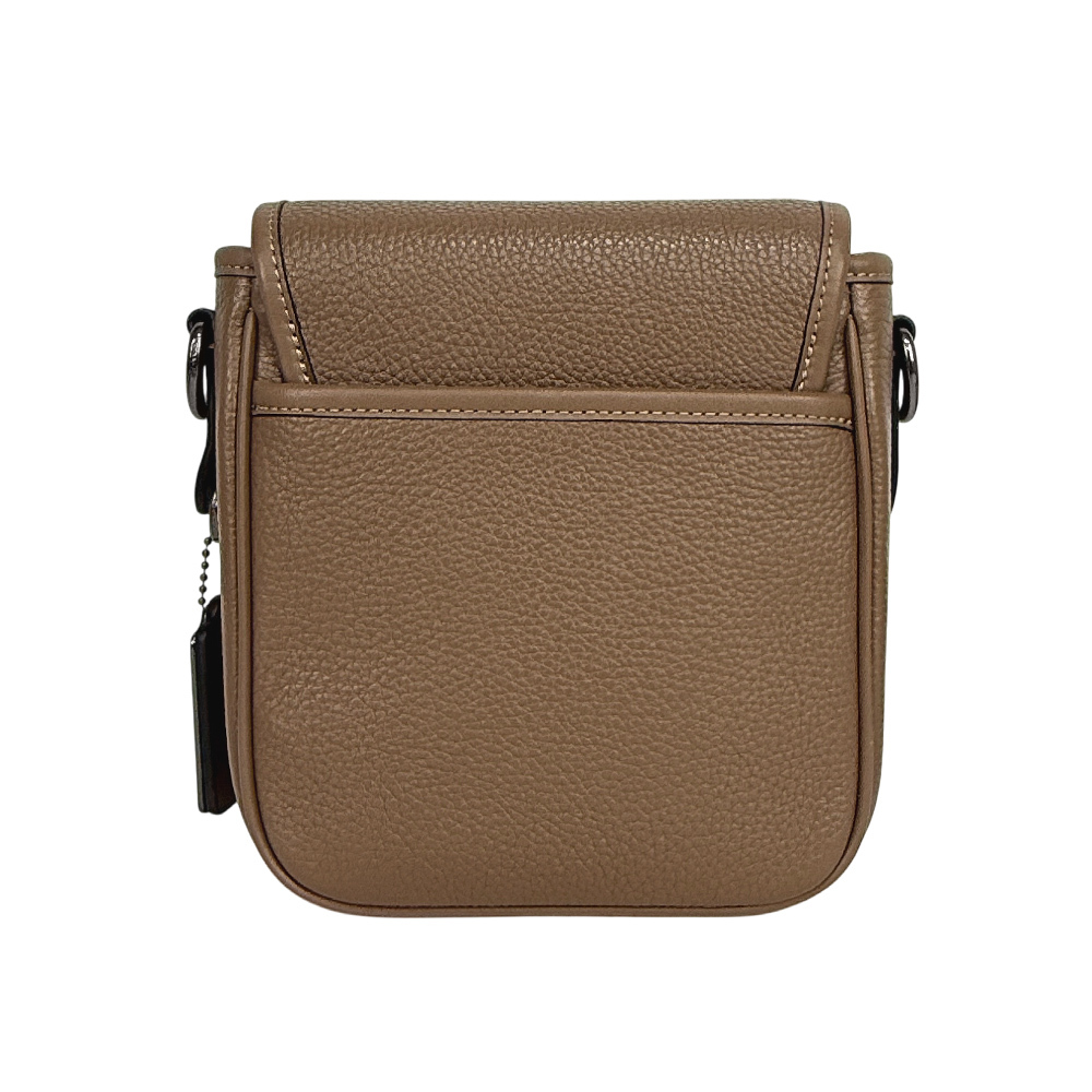 【COACH】Lucas 荔枝皮革翻蓋迷你斜背包(深石色)CO914 QBCBD