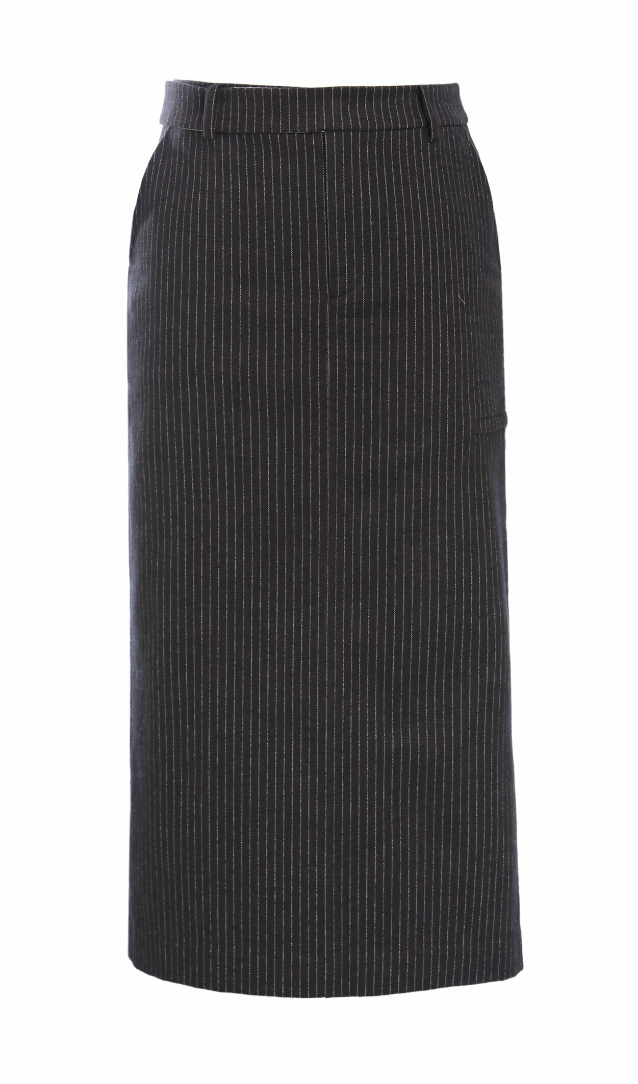 BD15018C1 霧灰條序細條紋H-line西裝窄裙