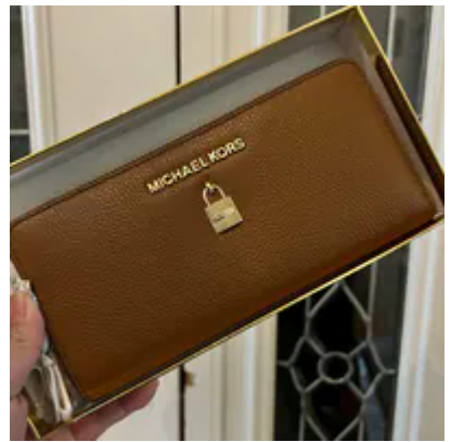 [S] MICHAEL KORS 35H8GGFE9L GIFTABLES LEATHER ZIP AROUND CONTINENTAL WALLET,LUGGAGE, 192877014683 (SMK1197)