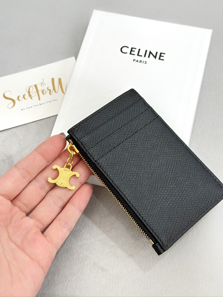 CELINE Zipped Cardholder Triomphe Charms