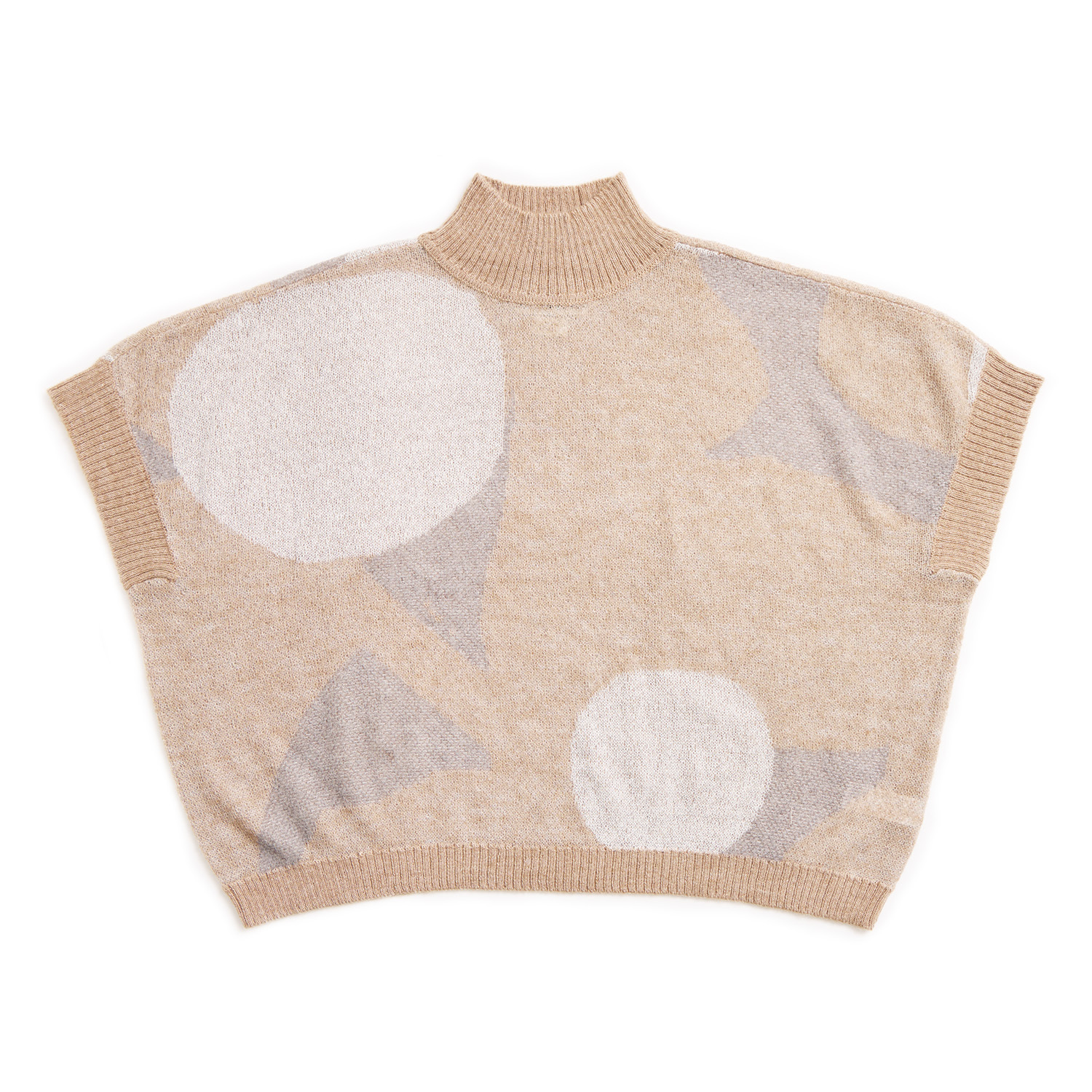 [Hashimoto Naoko] Pompon Turtleneck Short-sleeves Top- Brown