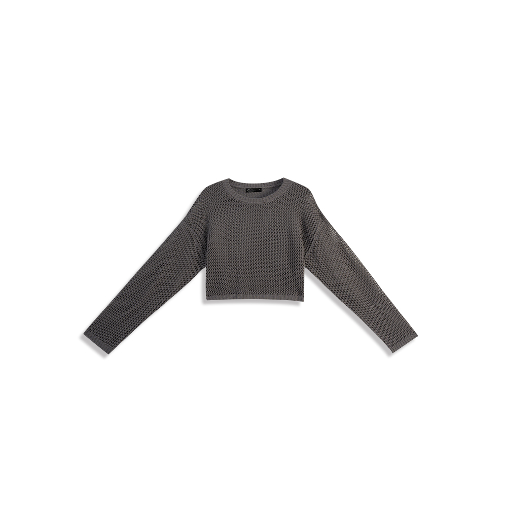 Simple hollow hole knitted short top sold in four colors【01013422】in stock+pre-order