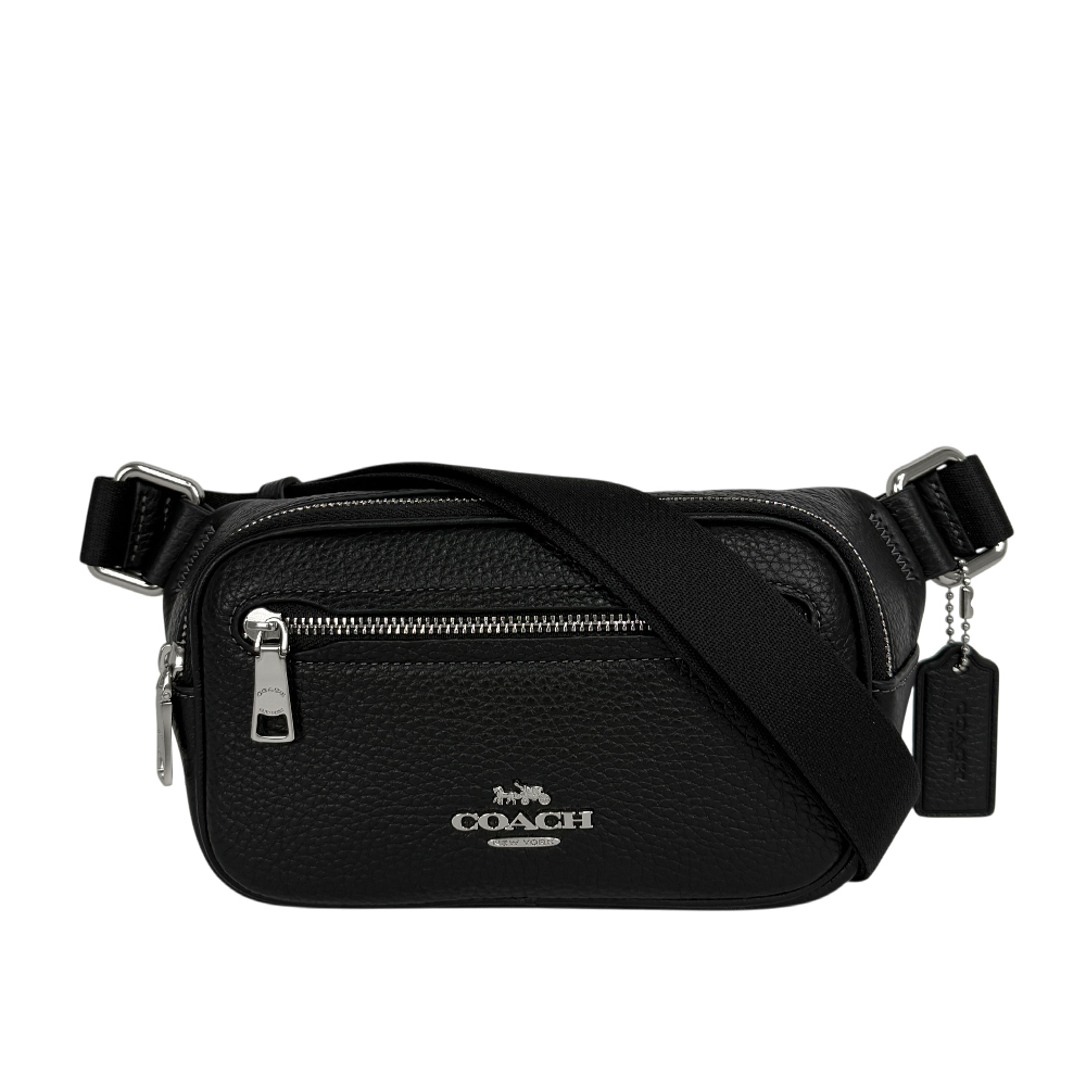 【COACH】Elias 銀字荔枝皮革迷你腰包
