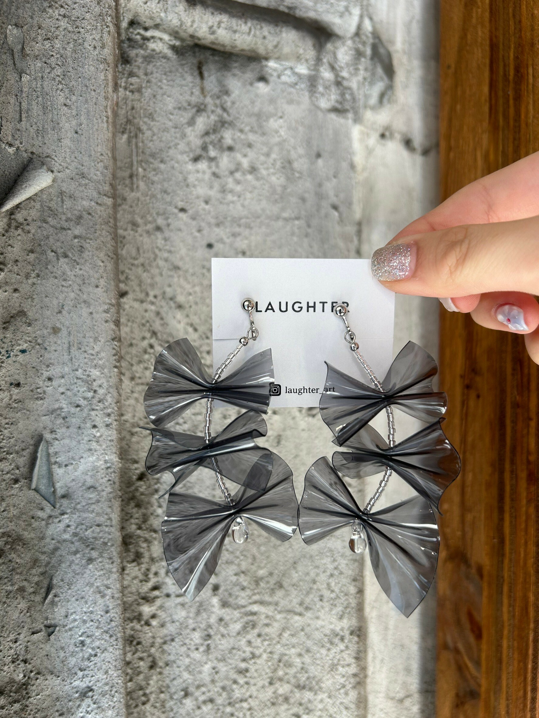 預購賣場 [LAUGHTER] ribbon pvc | 黑色 | 耳夾 | NO.203