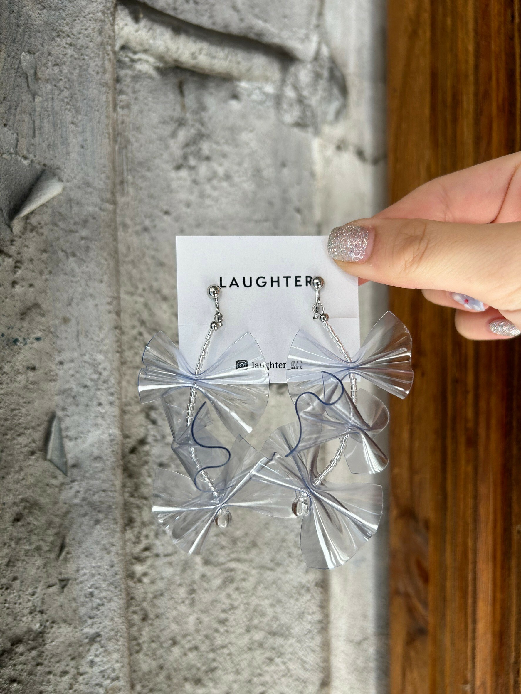 [LAUGHTER] ribbon pvc | 透明 | 耳夾 | NO.205