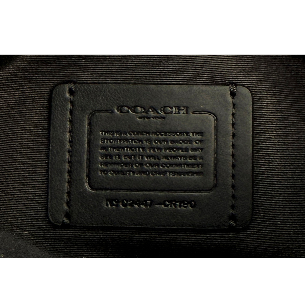 【COACH】Elias 銀字荔枝皮革迷你腰包(黑色)CR190 SVDTV