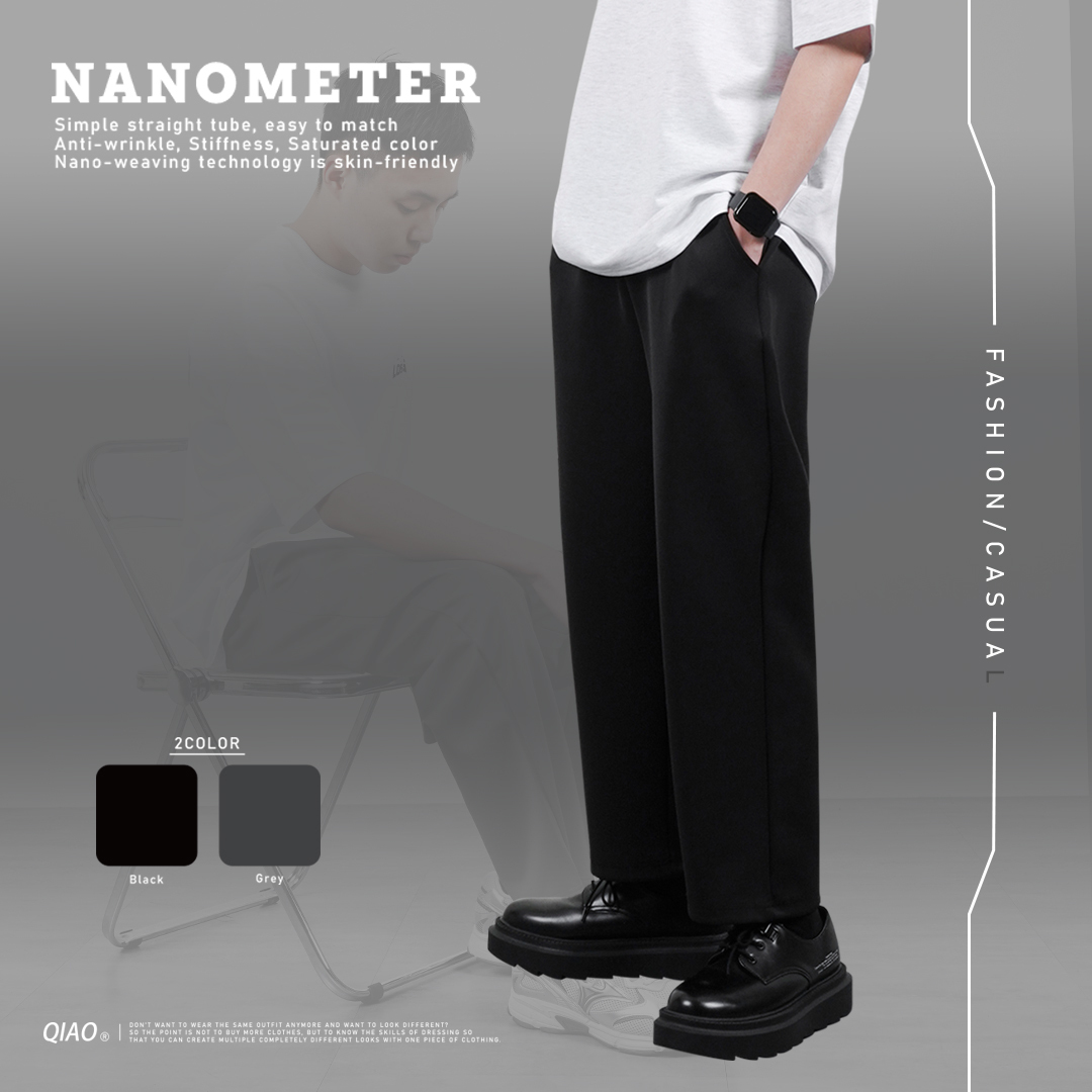 Pants 極舒適 紳士奈米棉 直筒寬褲
