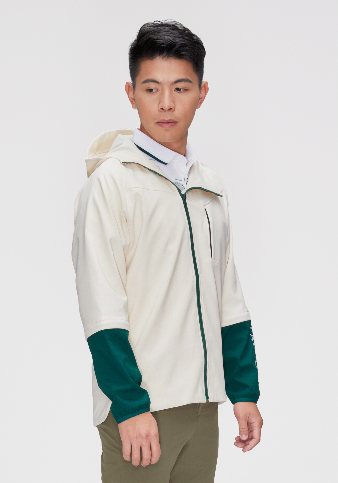 男士越嶺防風外套-森林綠