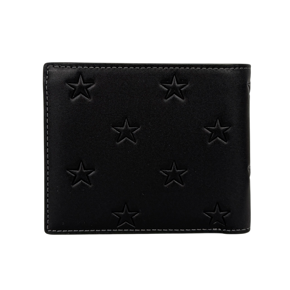 【COACH】星星壓印牛皮附活動式卡夾短夾+鑰匙圈禮盒組(黑色)CW350 QBLWO