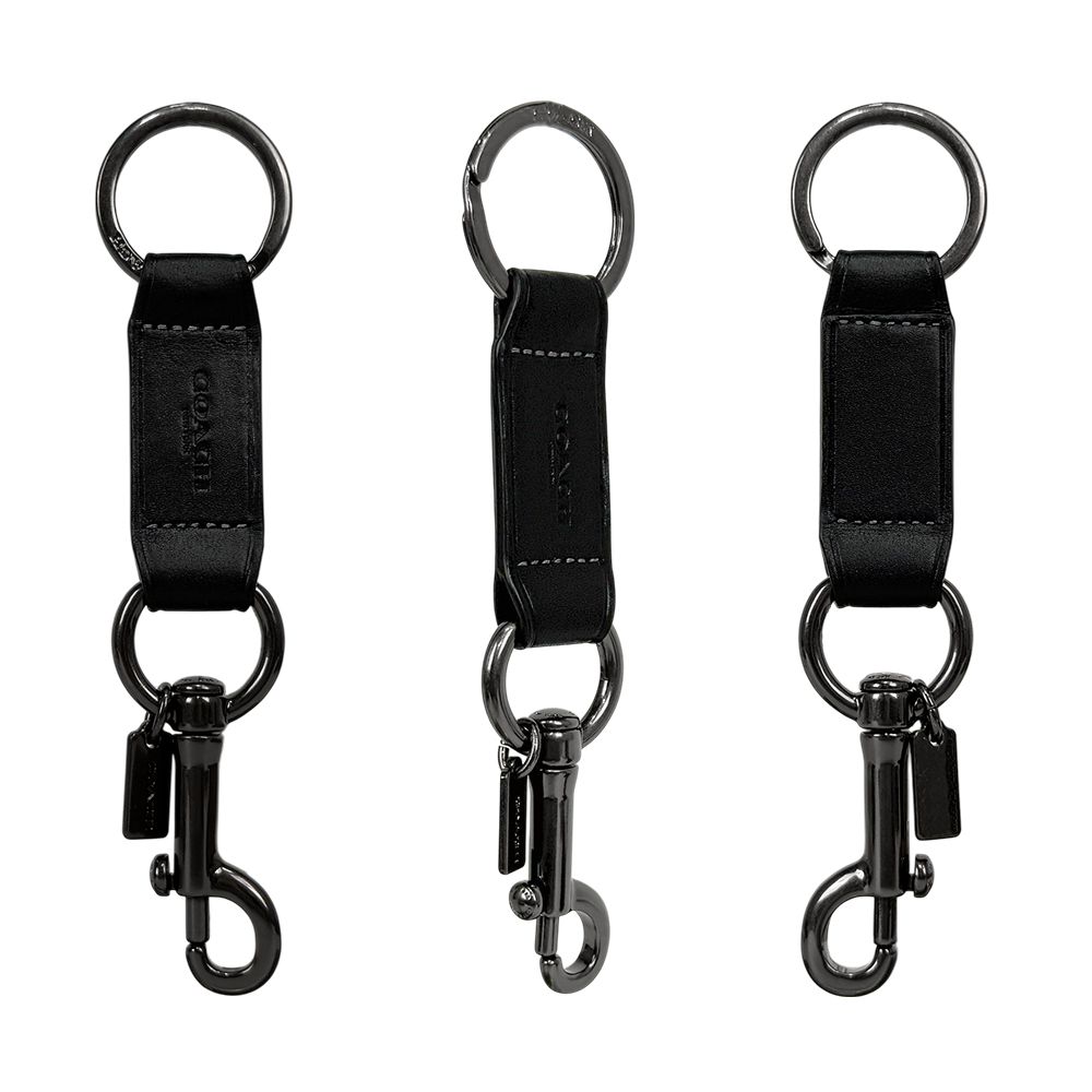 【COACH】星星壓印牛皮附活動式卡夾短夾+鑰匙圈禮盒組(黑色)CW350 QBLWO