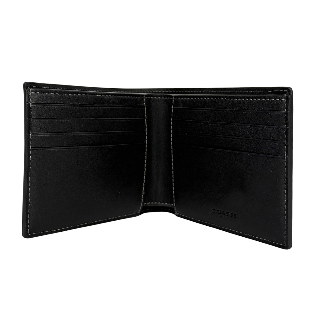 【COACH】星星壓印牛皮附活動式卡夾短夾+鑰匙圈禮盒組(黑色)CW350 QBLWO