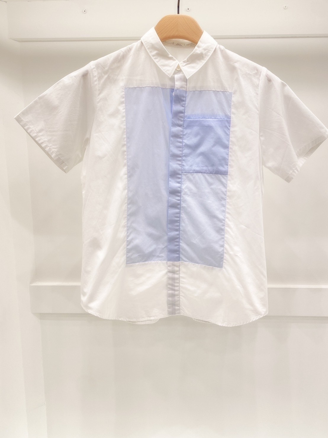 拼接雙色短袖襯衫