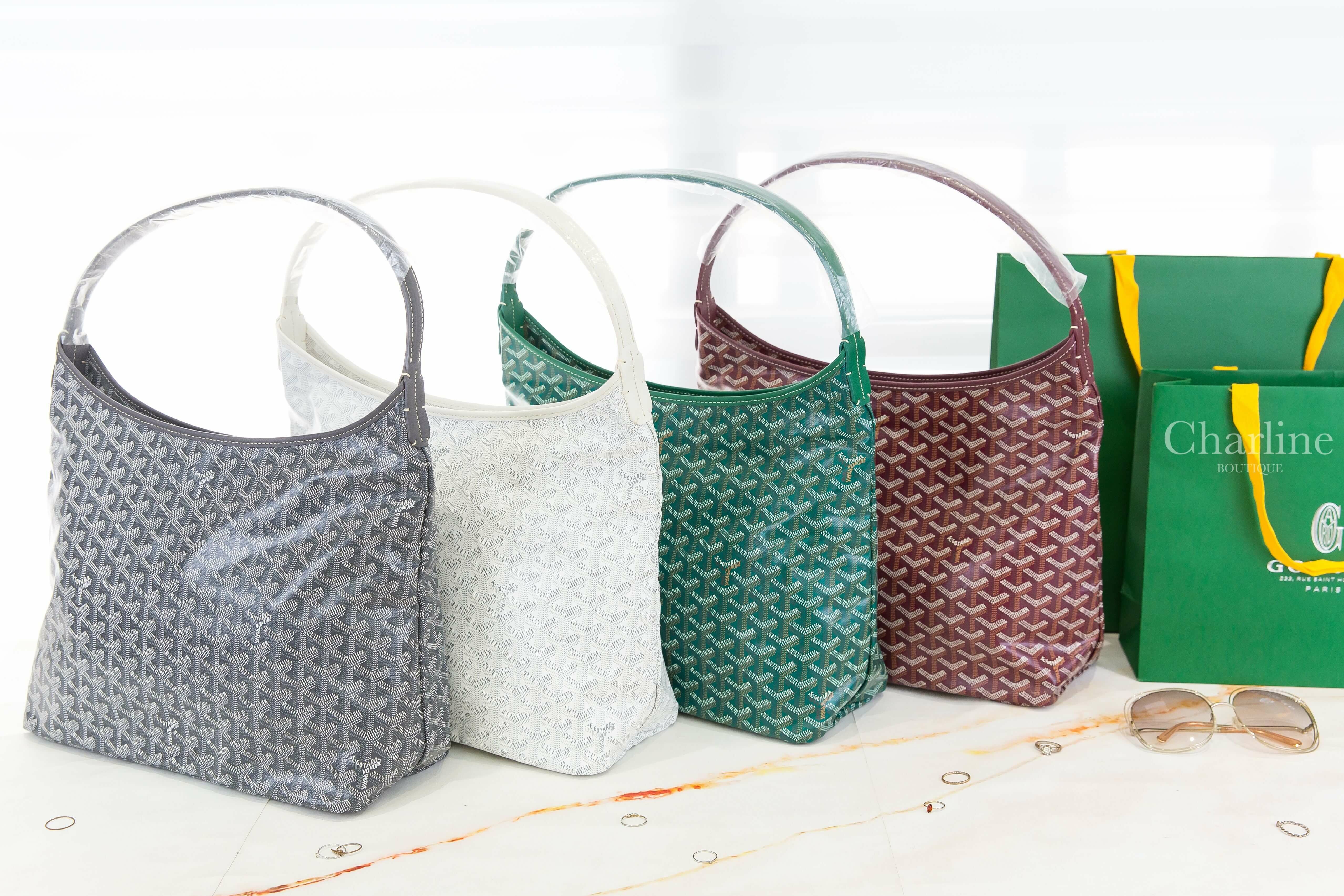 Goyard Bohème Hobo 綠色帆布小牛皮同色提把手提肩背包,Hobo 勃根地酒紅帆布小牛皮同色手提肩背包,Hobo 白色帆布小牛皮同色提把手提肩背包,Hobo 灰色帆布小牛皮同色提把手提肩背包-Charline Boutique 精品代購