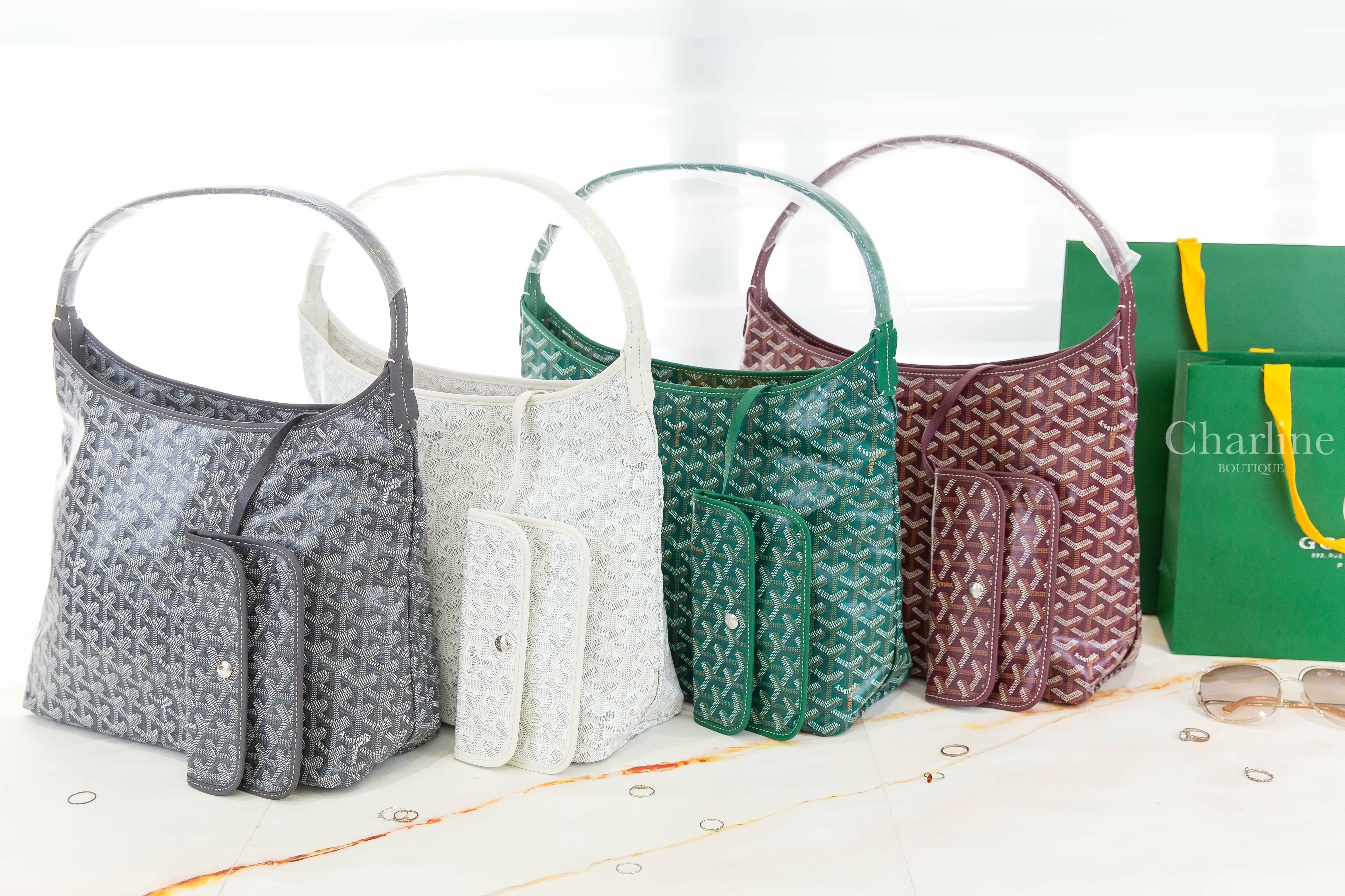 Goyard Bohème Hobo 綠色帆布小牛皮同色提把手提肩背包,Hobo 勃根地酒紅帆布小牛皮同色手提肩背包,Hobo 白色帆布小牛皮同色提把手提肩背包,Hobo 灰色帆布小牛皮同色提把手提肩背包-Charline Boutique 精品代購