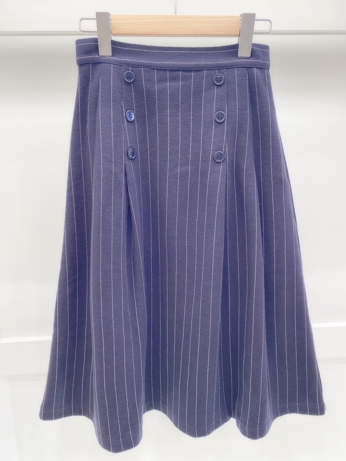 英倫風條紋雙排扣A字裙