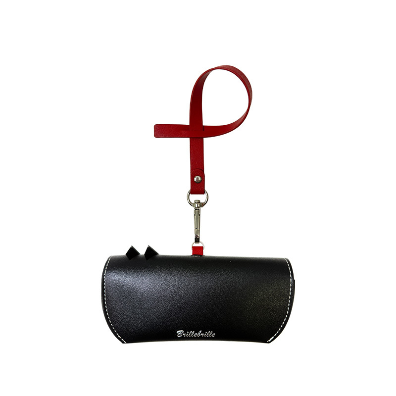 BrilleBrille 帶我走隨行眼鏡皮套/ 掌上型皮革收納包 附贈手攜式吊環 - 布雷克午夜黑(貓咪)