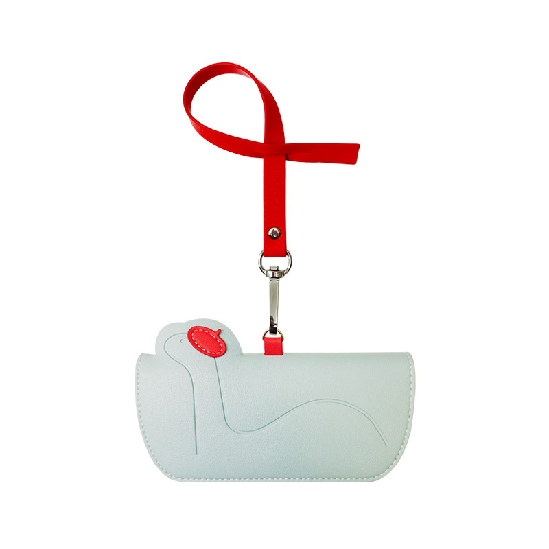 BrilleBrille 帶我走隨行眼鏡皮套/ 掌上型皮革收納包 附贈手攜式吊環 -保羅月光綠(恐龍)