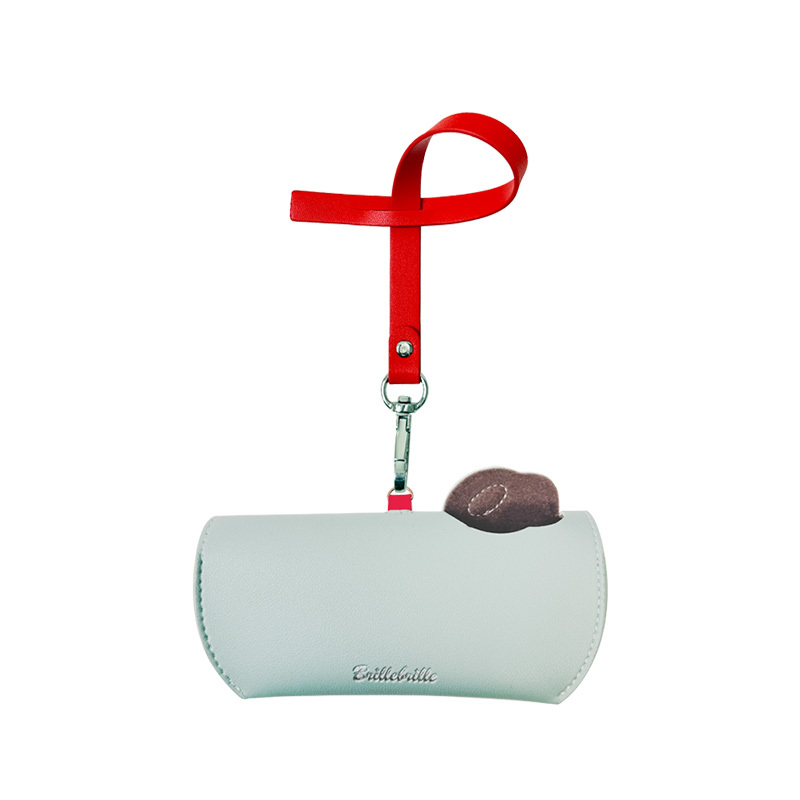 BrilleBrille 帶我走隨行眼鏡皮套/ 掌上型皮革收納包 附贈手攜式吊環 -保羅月光綠(恐龍)