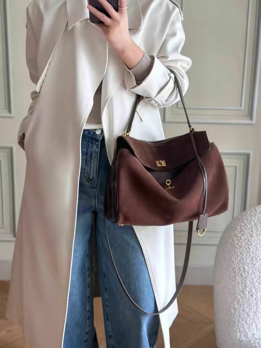 翻玩凱利釦 幾皮大方包(B牌同款)(棕/咖)