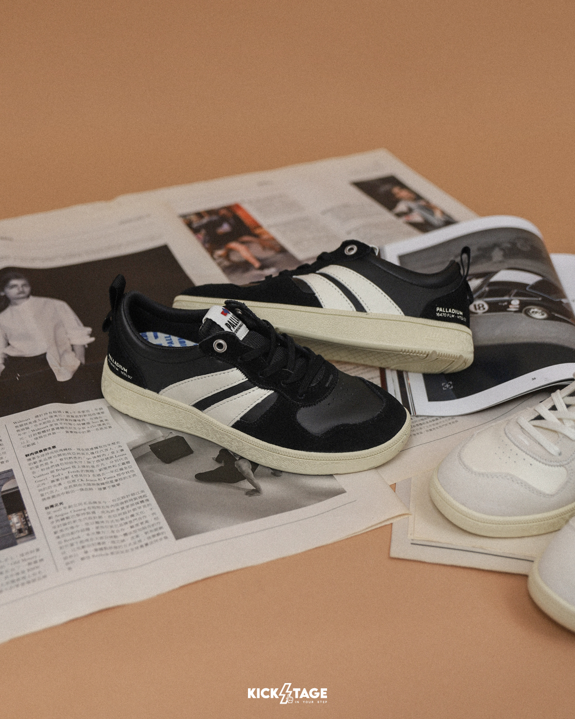 **特價商品售出無退換**男女鞋 PALLADIUM PALLACUP FLAME LTH 黑白 皮革 復古 運動 休閒鞋【74485-070】