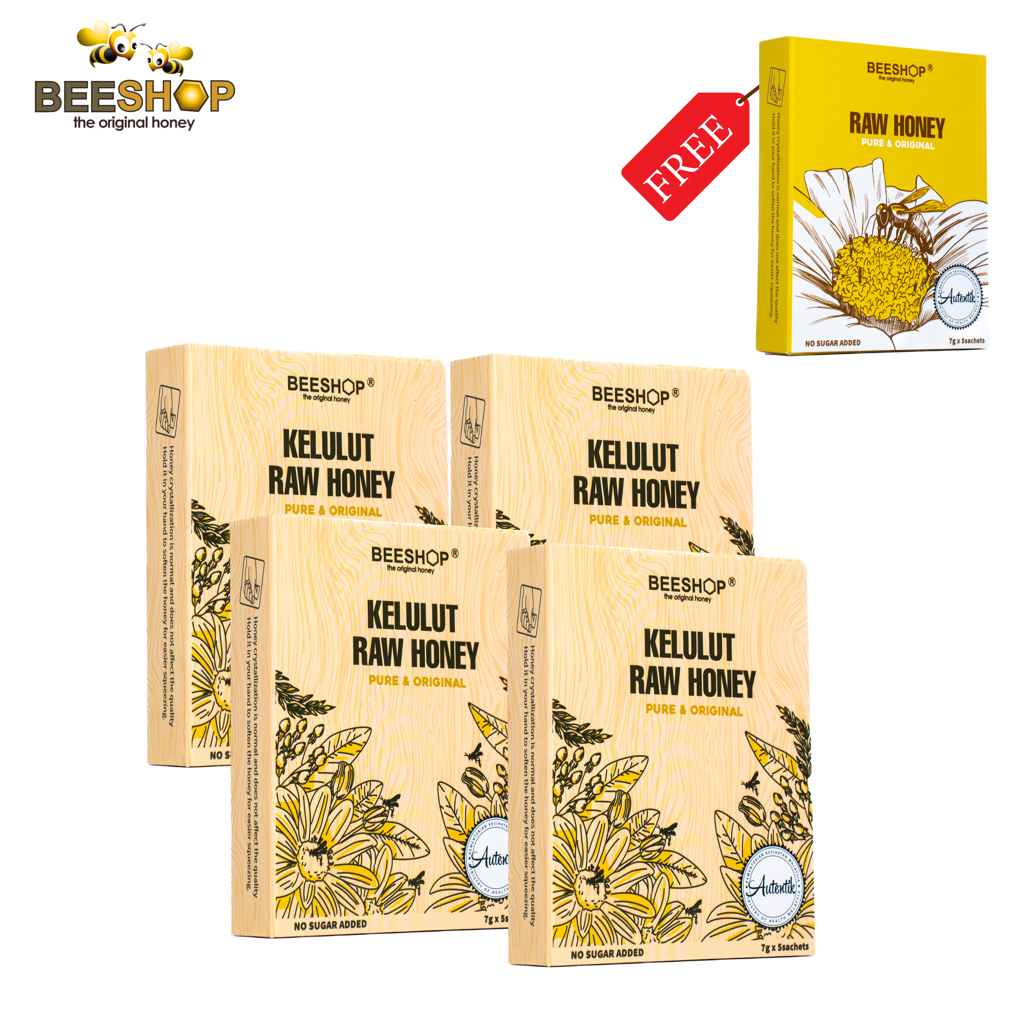 Kelulut Honey Sachet (Buy 4 Free 1 Raw Honey Sachet)