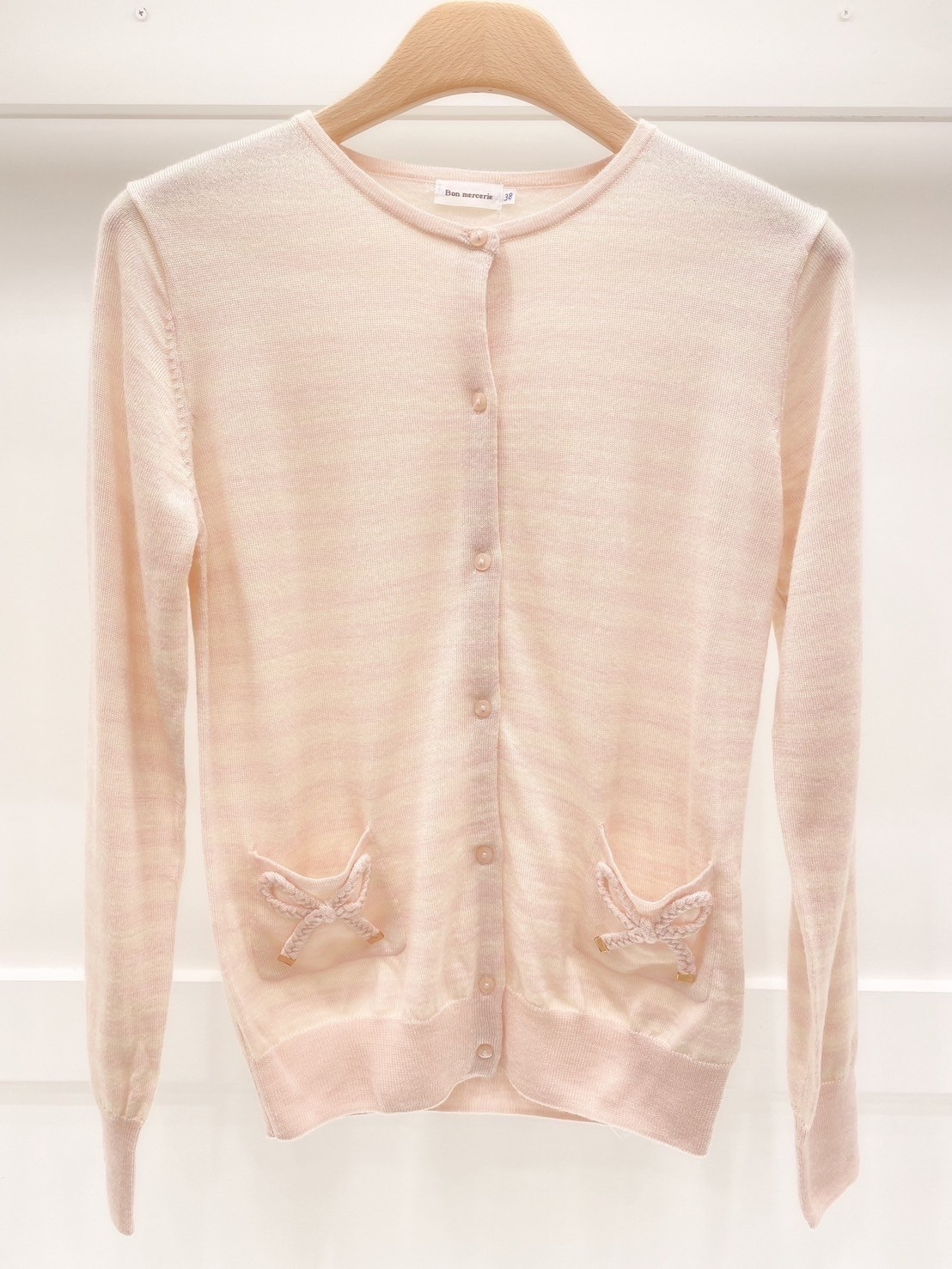 口袋蝴蝶結針織外套