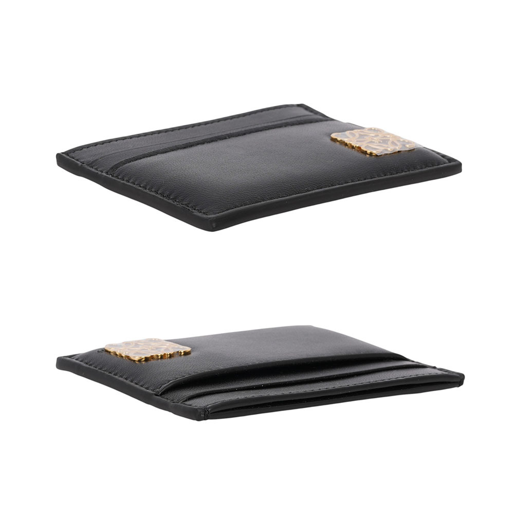 【LOEWE】Anagram 金色標誌納帕小羊皮4卡名片夾/卡片夾(黑色)C821322X01 1100