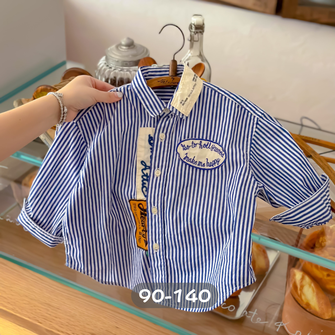 美式藍條紋襯衫