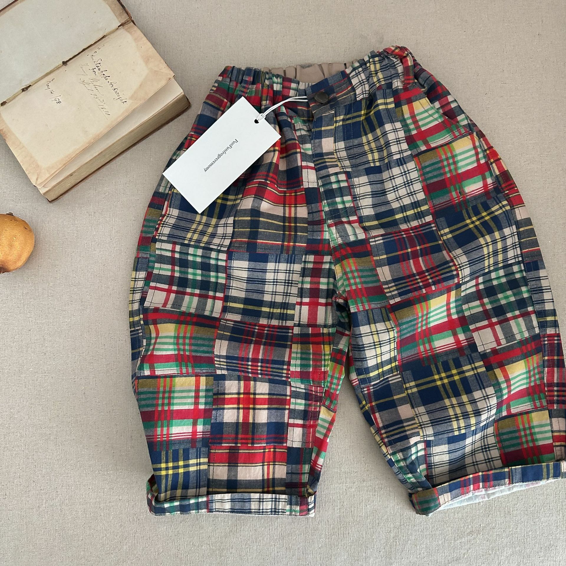 彩色格子棉質長褲