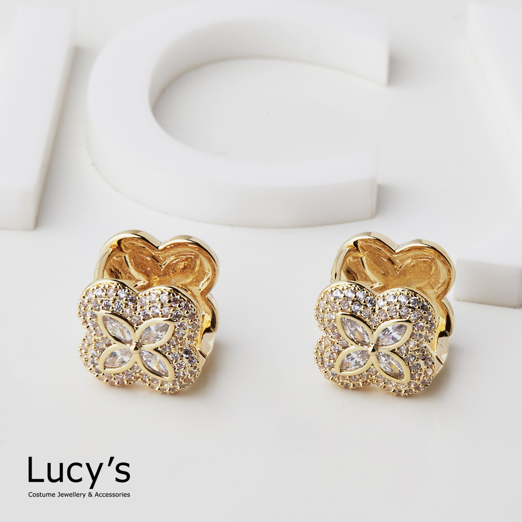 滿鑽花 易扣耳環 (二色) (119691/119692)