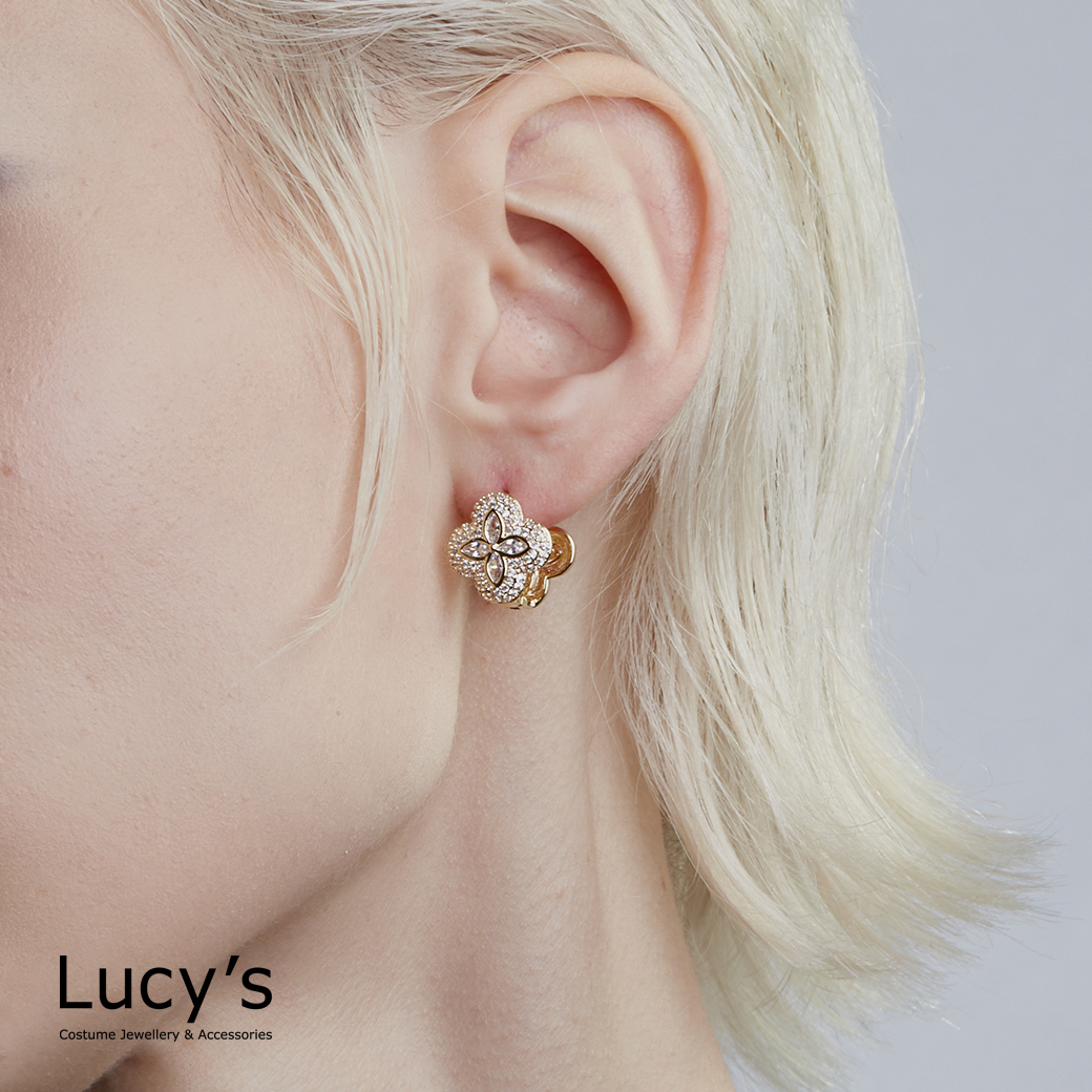 滿鑽花 易扣耳環 (二色) (119691/119692)