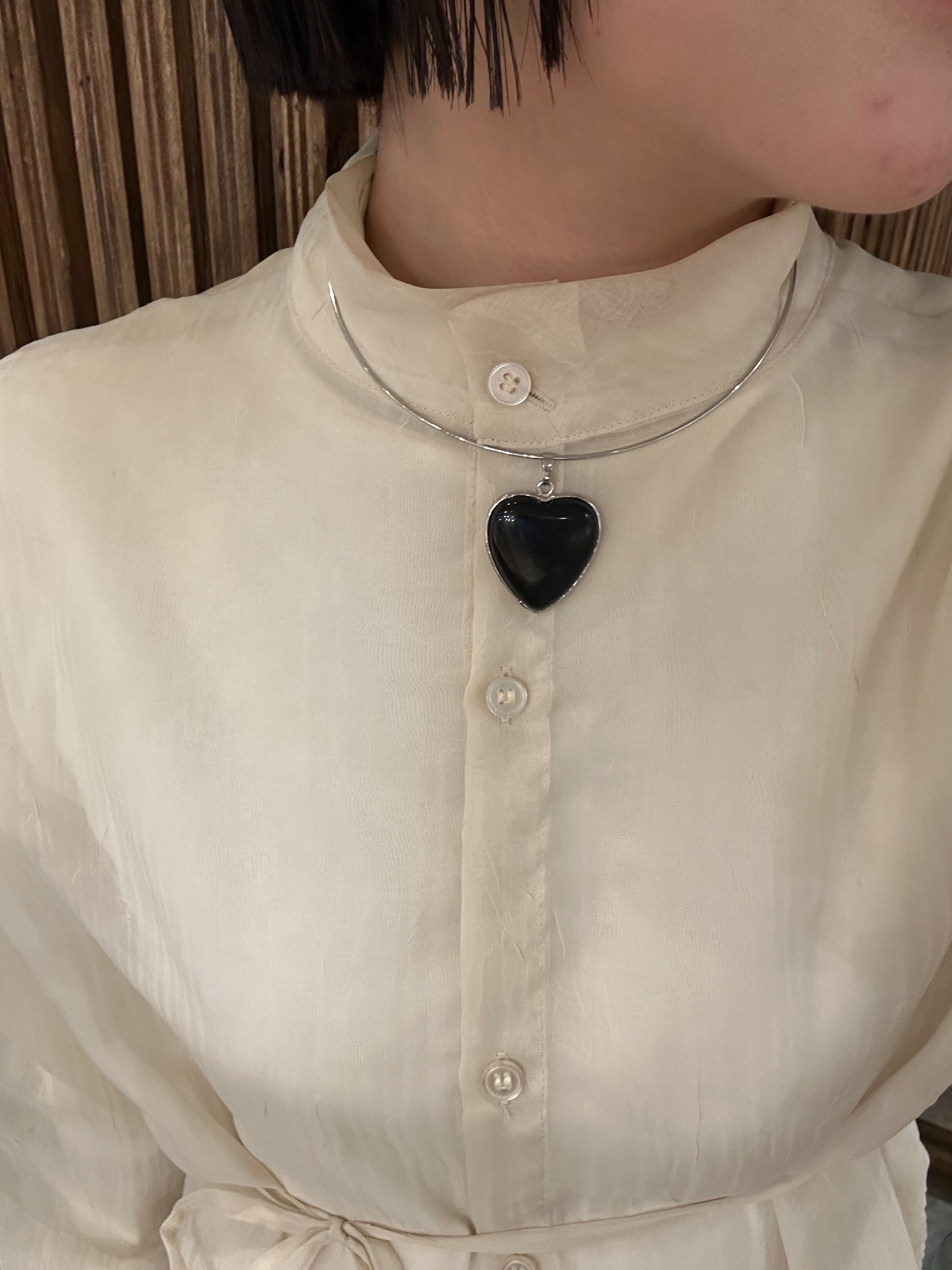 [Chouette Me.] BLACK heart necklace | NO.173