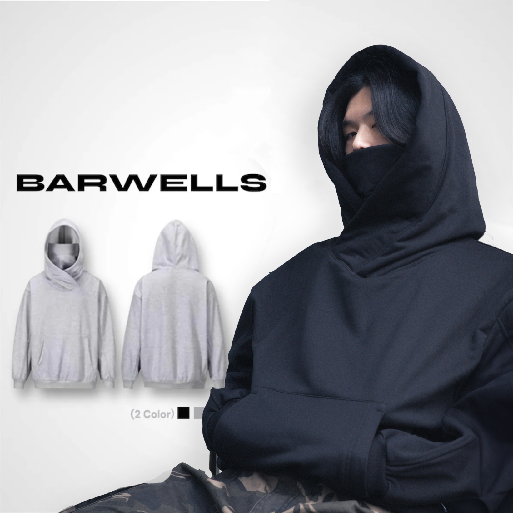 BARWELLS 美式機能風外套高領連帽衛衣男女小眾設計 帽T