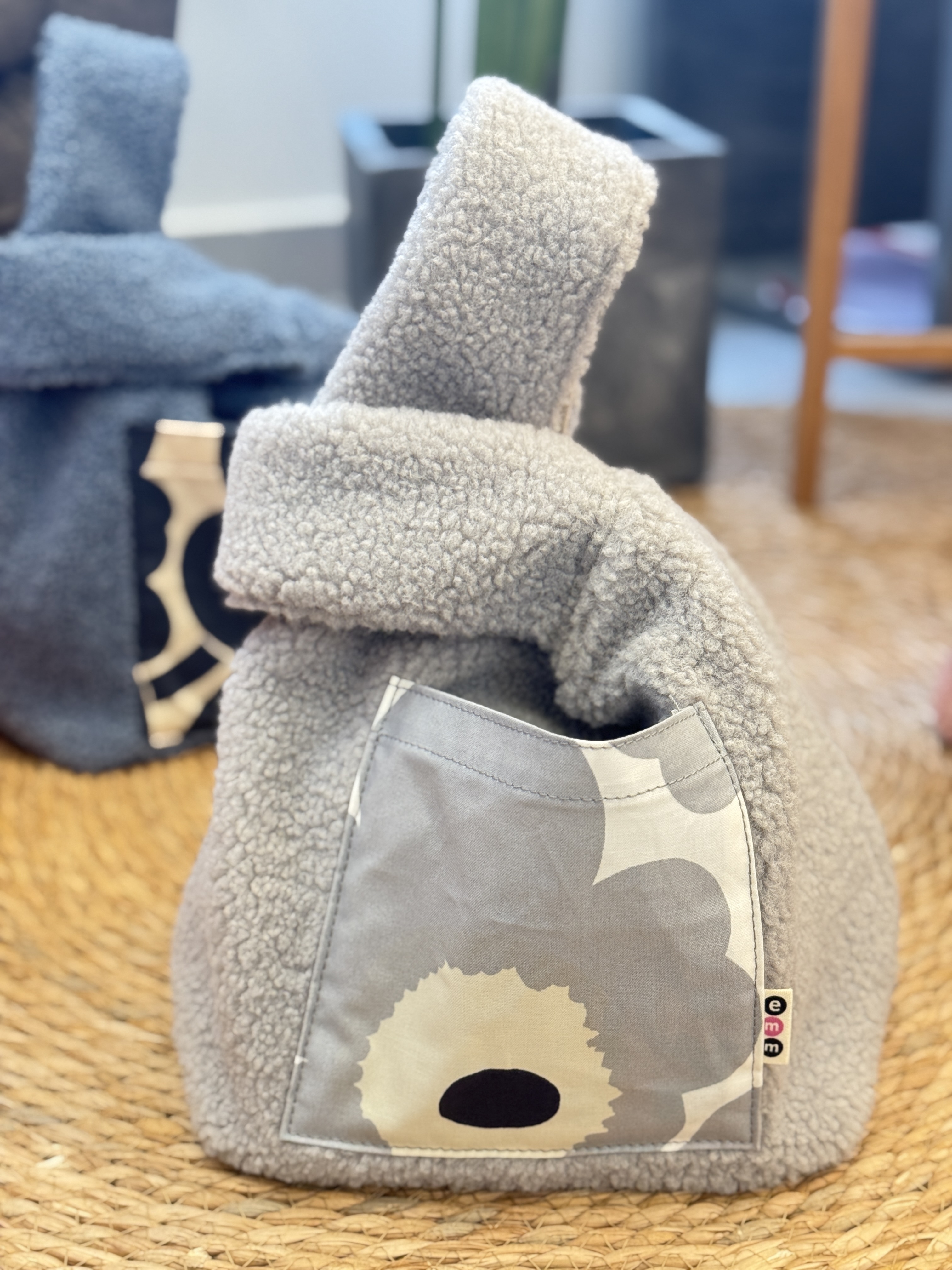 毛毛Vest tote |淺灰色毛毛布 X marimekko grey unikko