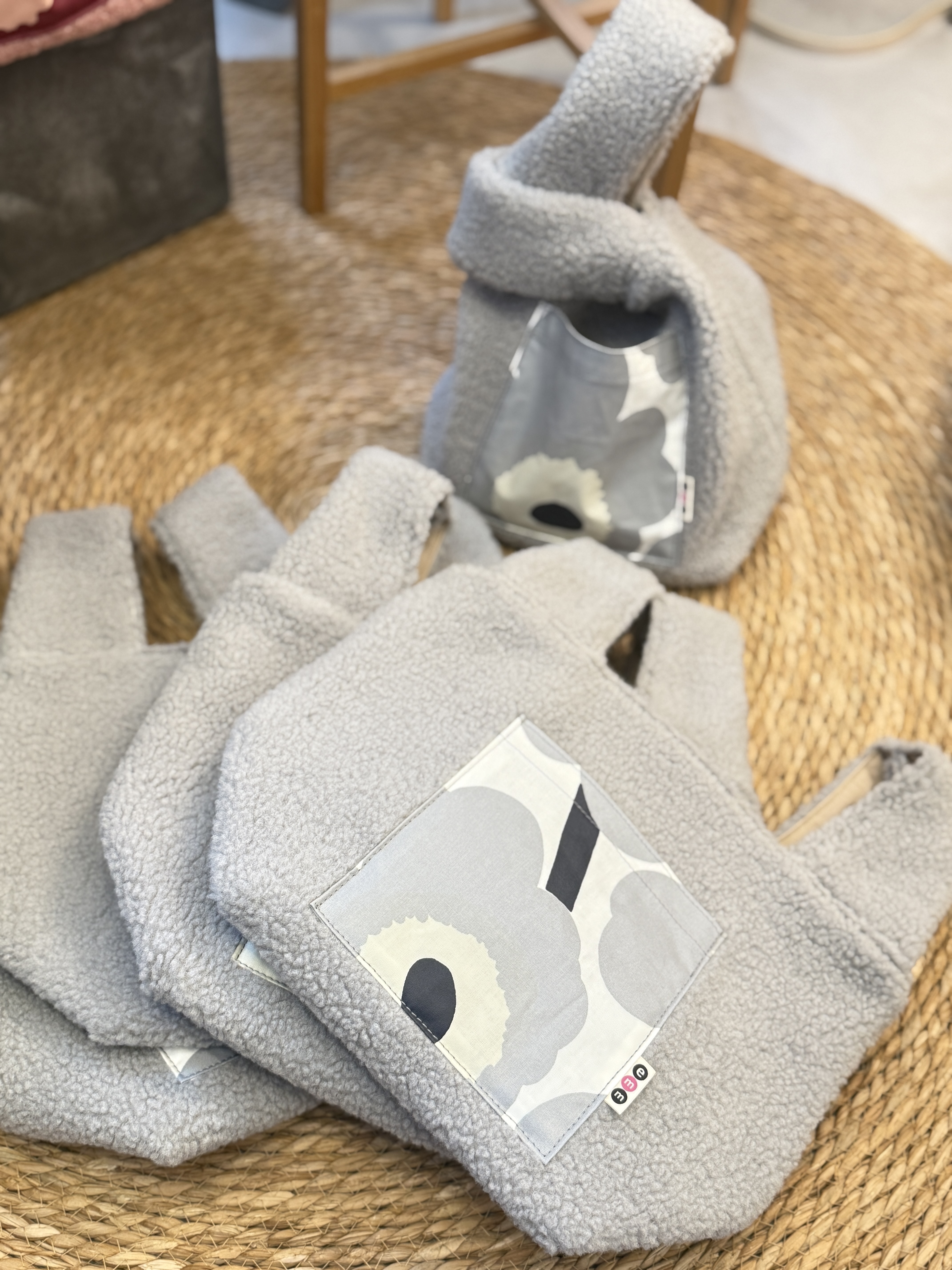 毛毛Vest tote |淺灰色毛毛布 X marimekko grey unikko