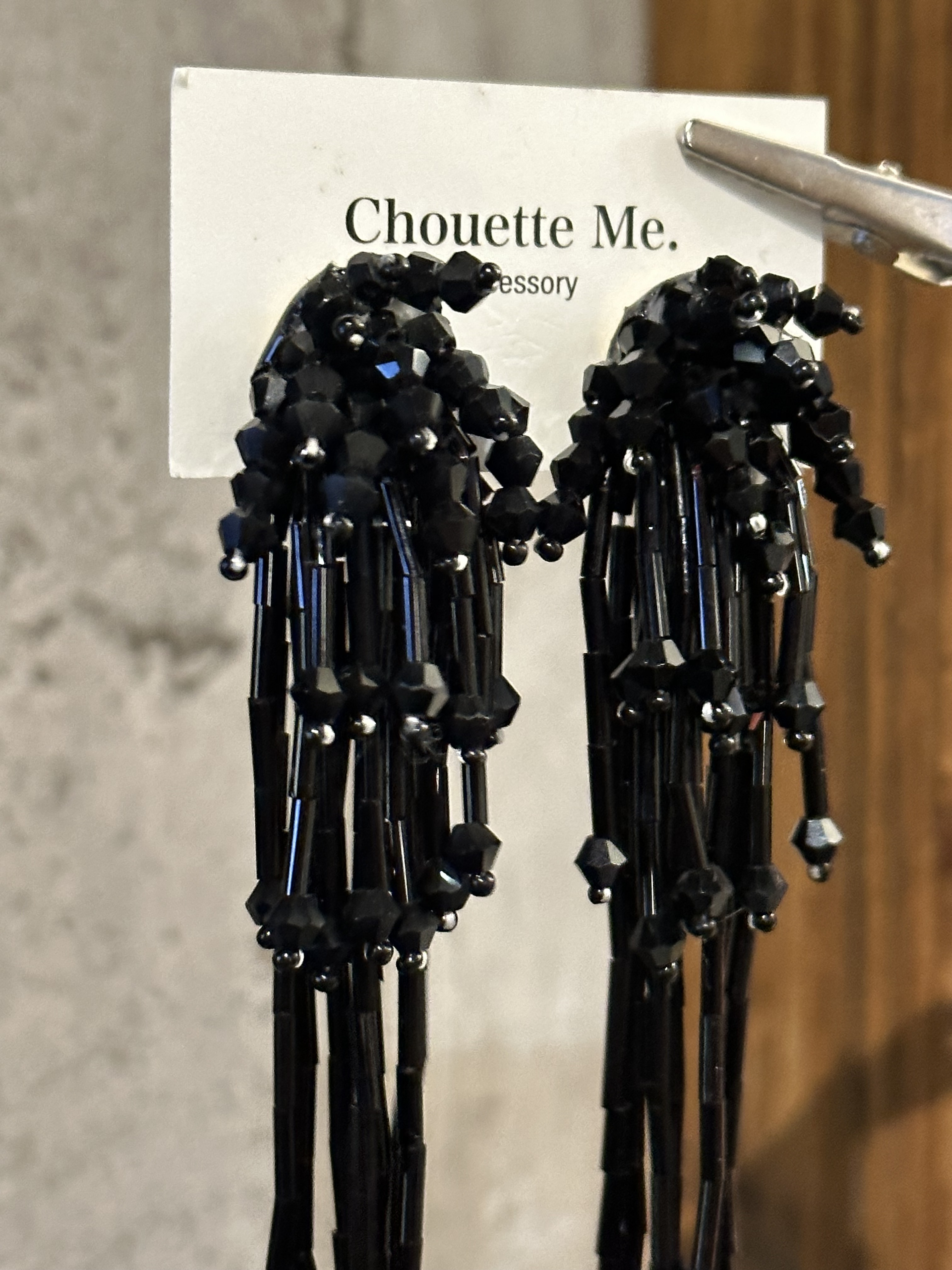 [Chouette Me.] BLACK flower shower | 耳針 | NO.175