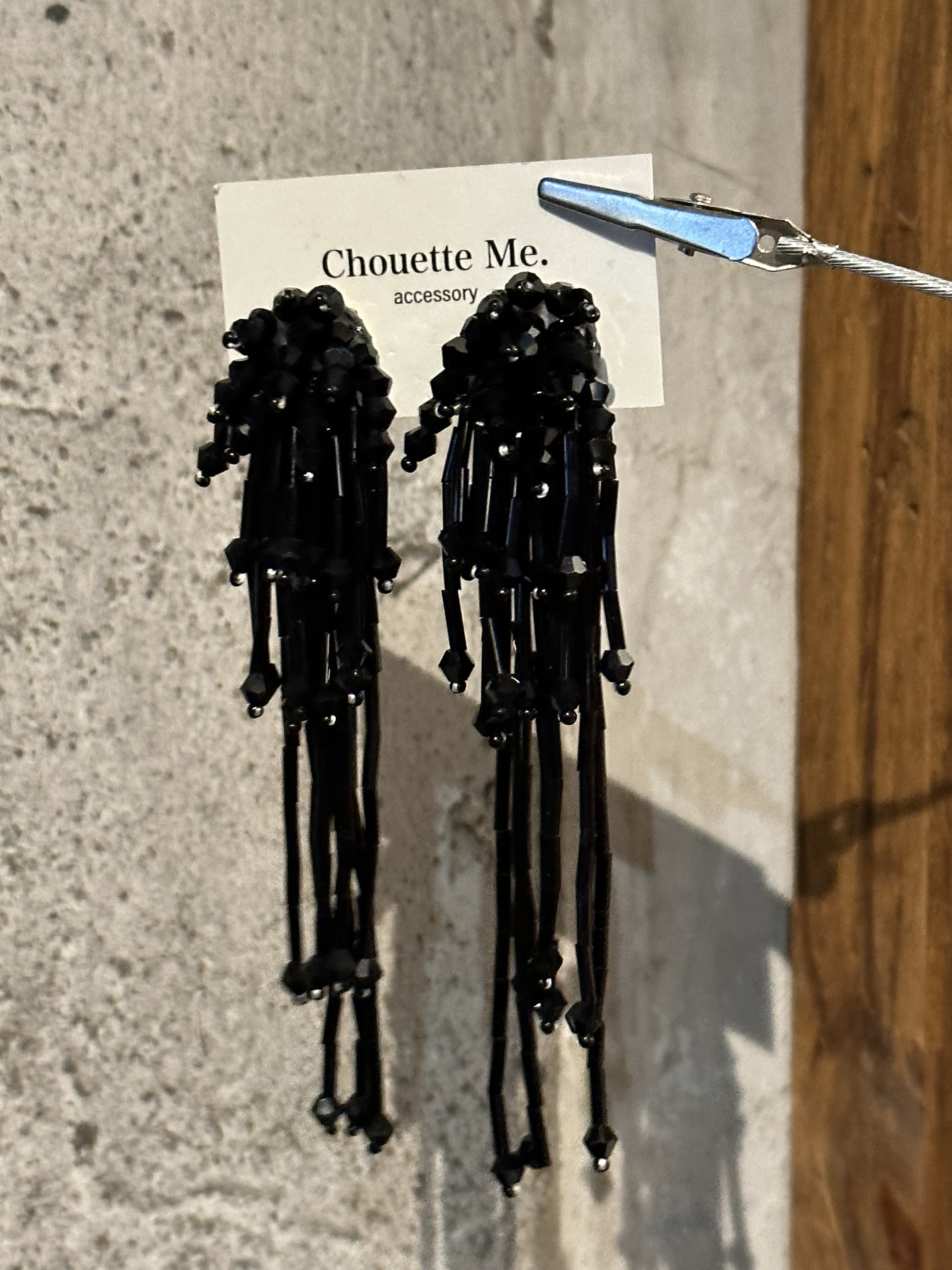 [Chouette Me.] BLACK flower shower | 耳針 | NO.175