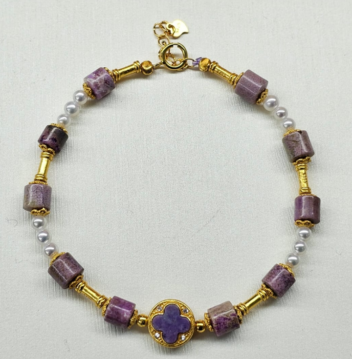 1 KC4 PINK SUGILITE WITH CLOVER BRACELET