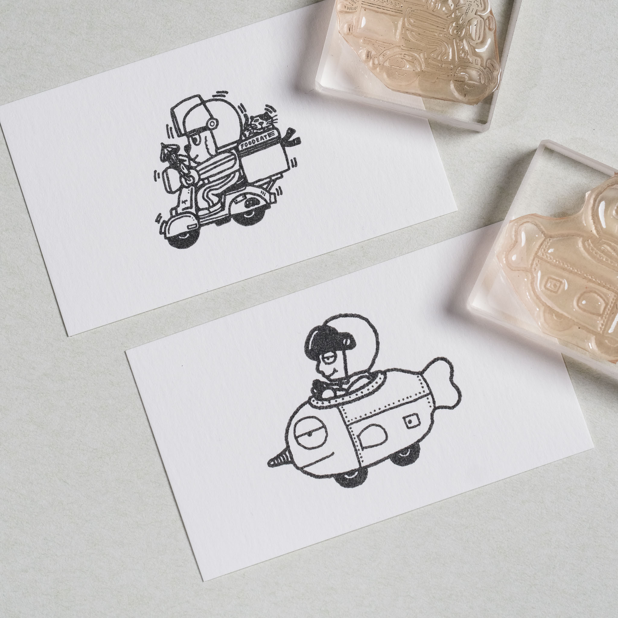 旅行 動物小車 04 膠版印章｜一分之一工作室 臺灣