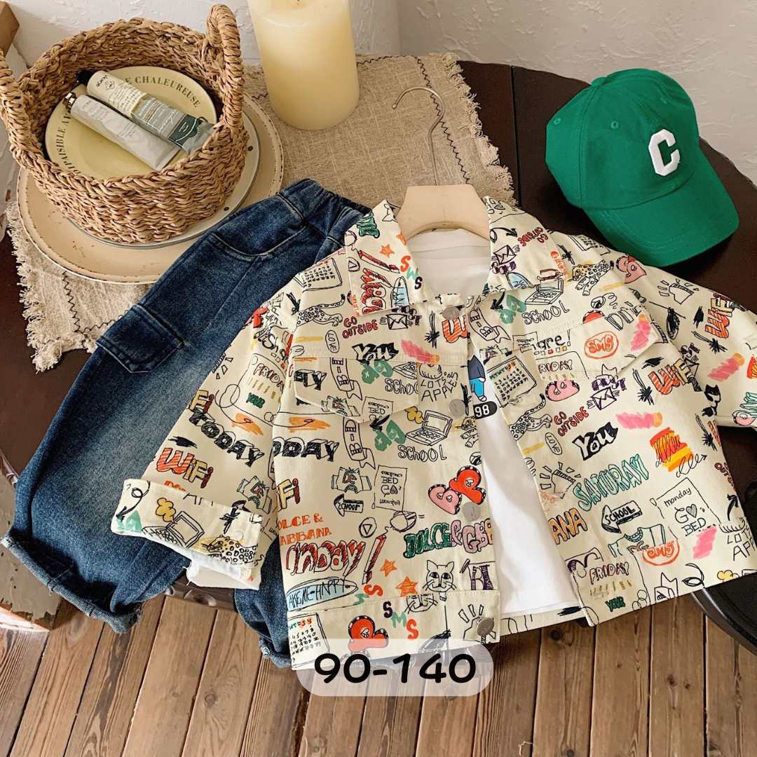 美式字母塗鴉外套