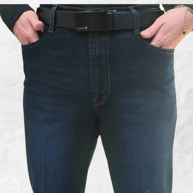 甄褲｜彈性牛仔褲｜中高腰直筒・台灣製造・深藍/黑色輕刷白（30~39 吋）免費改長