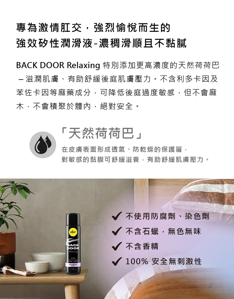 pjur BACK DOOR Relaxing 激情後庭超長效矽性潤滑液