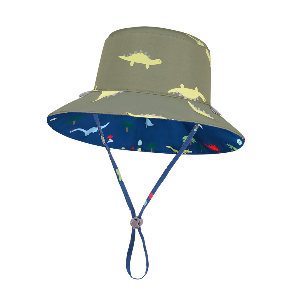 台灣BrilleBrille UPF50+兒童物理防曬鬆緊版雙面防曬帽 - 恐龍冒險島 (禮盒包裝)