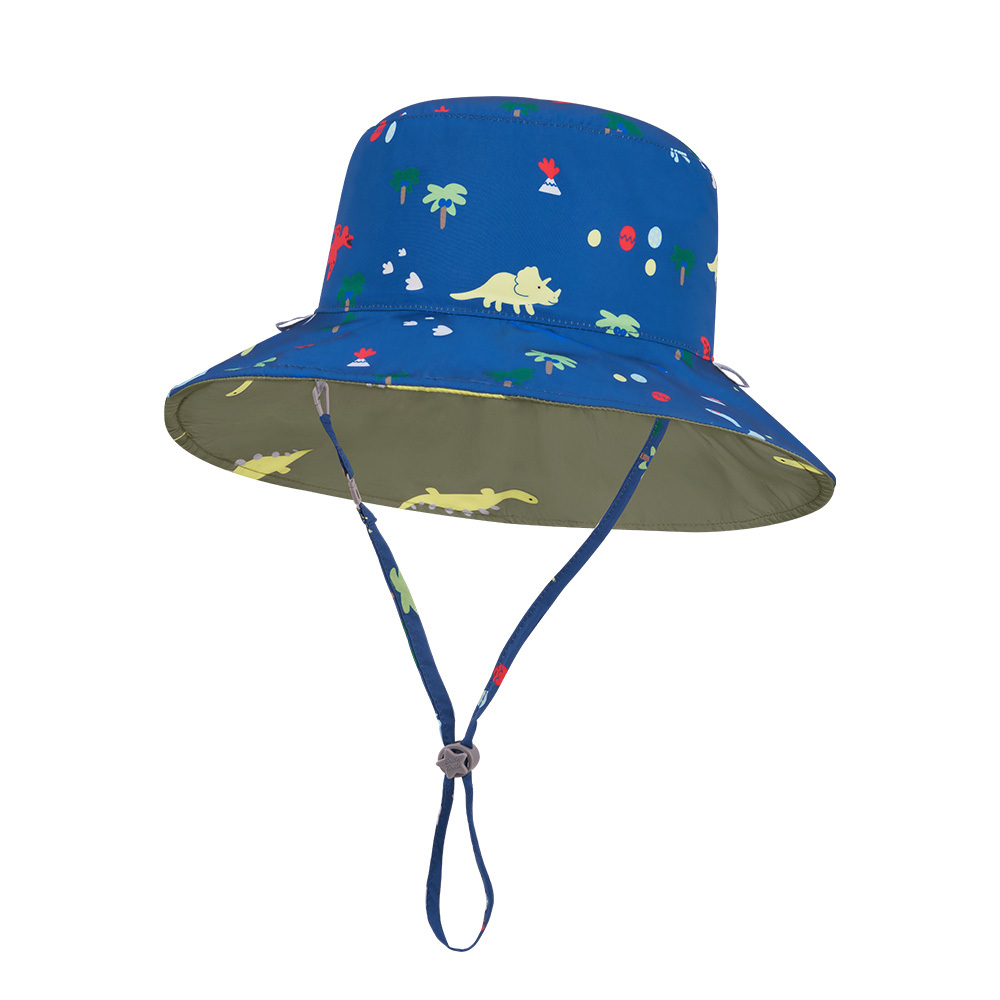 台灣BrilleBrille UPF50+兒童物理防曬鬆緊版雙面防曬帽 - 恐龍冒險島 (禮盒包裝)