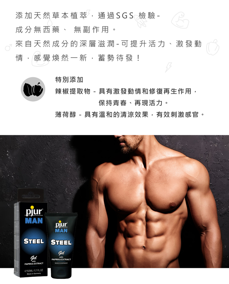 pjur MAN STEEL Gel 鋼鐵英雄男性活力保養凝膠
